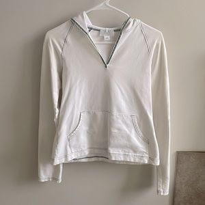 White Ann Taylor LOFT hooded sweater.